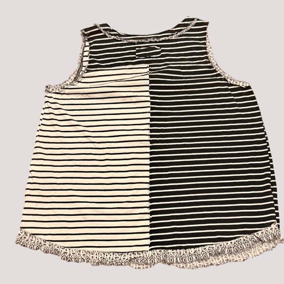 White Birch Black & White Striped Flowy Top Size 1XL Cotton & Rayon Blend Boho - Picture 2 of 13